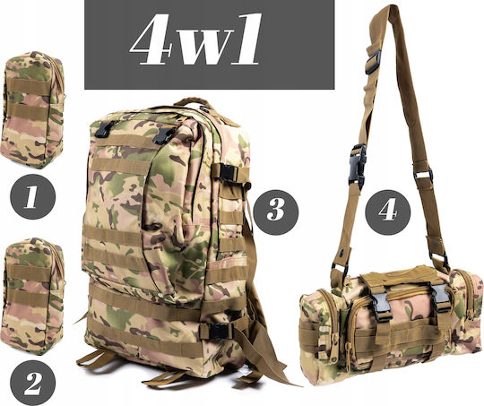 Military Backpack Hiking Waterproof Ultra-light 4 In 1 50 Liters Combat Camouflage Color