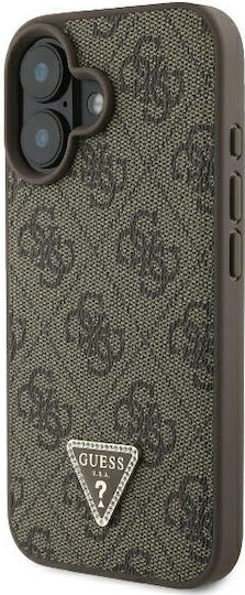 Guess Triangle Back Cover Leather Brown (iPhone 16 Plus)