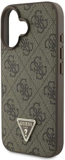 Guess Triangle Back Cover Leather Brown (iPhone 16 Plus)