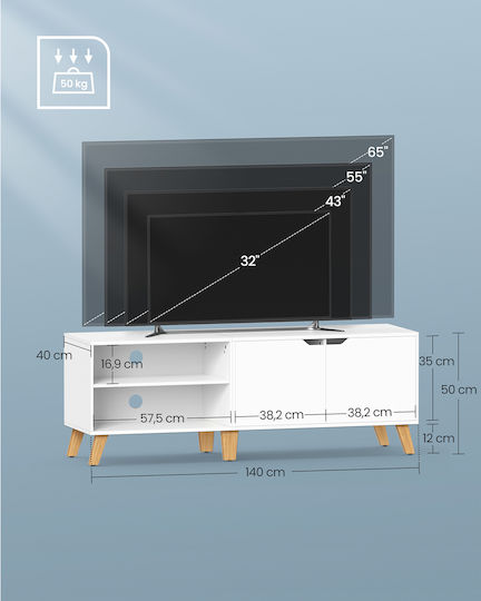 White TV Stand L140xD40xH50cm
