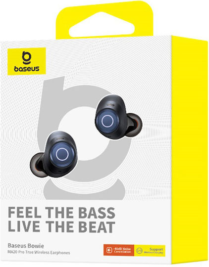 Baseus MA20 Pro In-ear Bluetooth Handsfree Ακουστικά με Αντοχή στον Ιδρώτα και Θήκη Φόρτισης Μαύρα