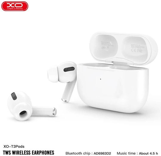 XO T3 In-ear Bluetooth Handsfree Căști cu Carcasă de Încărcare Alb