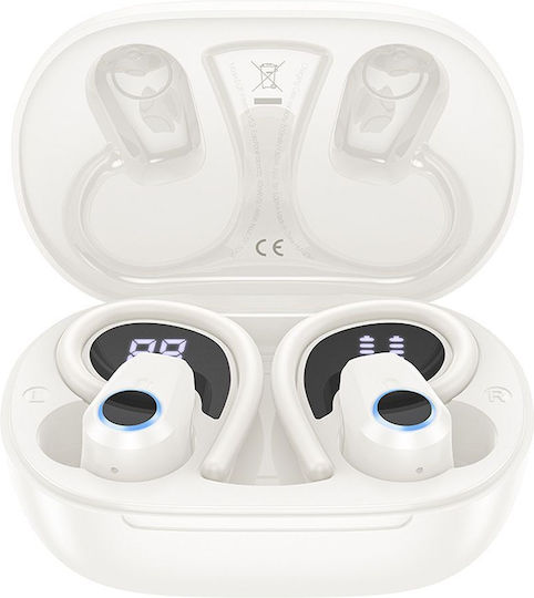 Hoco EQ8 In-ear Bluetooth Handsfree Ακουστικά με Θήκη Φόρτισης Milky White