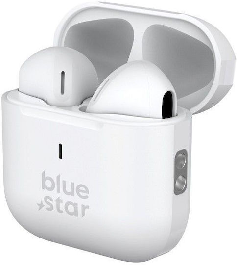 Blue Star Nova Fi5 Earbud Bluetooth Handsfree Ακουστικά με Θήκη Φόρτισης Λευκά