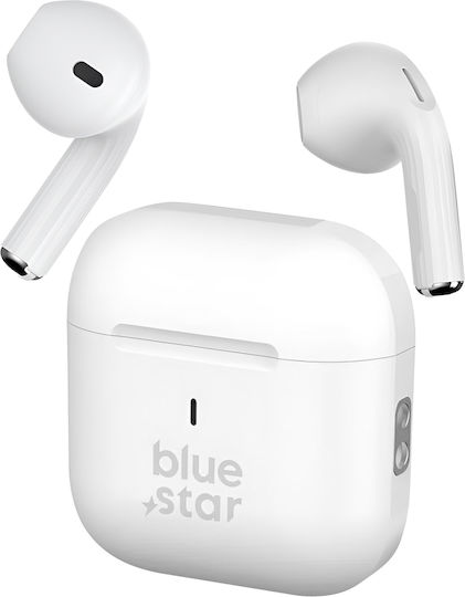 Blue Star Nova Fi5 Earbud Bluetooth Handsfree Ακουστικά με Θήκη Φόρτισης Λευκά