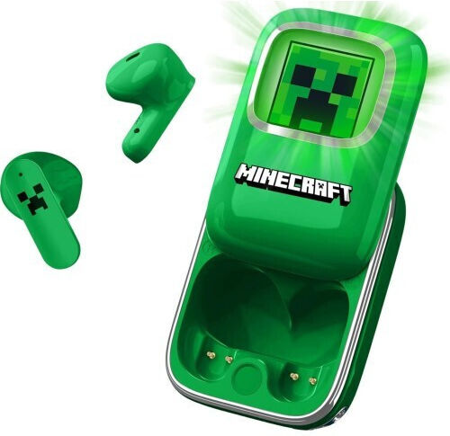 OTL Minecrarft Slide In-ear Bluetooth Handsfree Ακουστικά με Θήκη Φόρτισης Πράσινα
