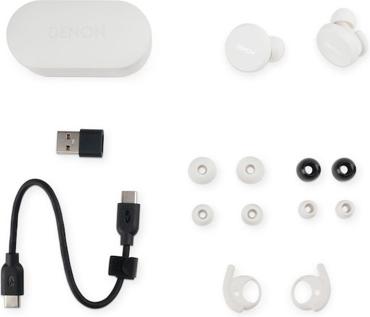 Denon AH-C10PL In-Ear Bluetooth-Freisprecheinrichtung Kopfhörer mit Schweißresistenz und Ladeetui Weiß