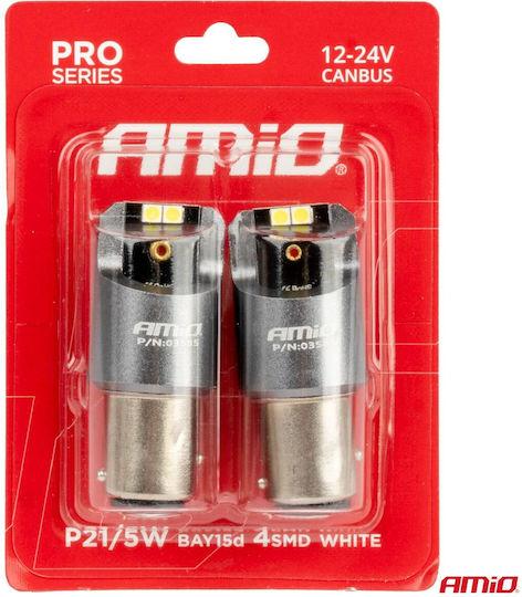 AMiO Lamps Car P21/5W Canbus LED 6000K Cold White 12-24V 2pcs
