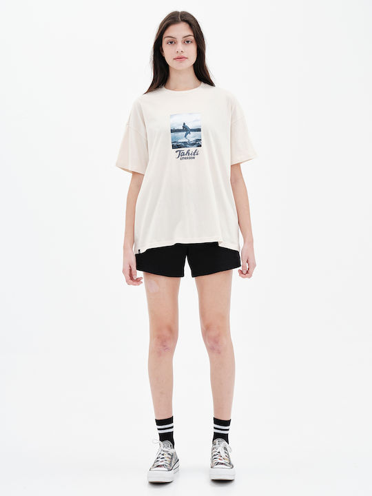 Γυναικείο Oversized Crop T-shirt Light Orange