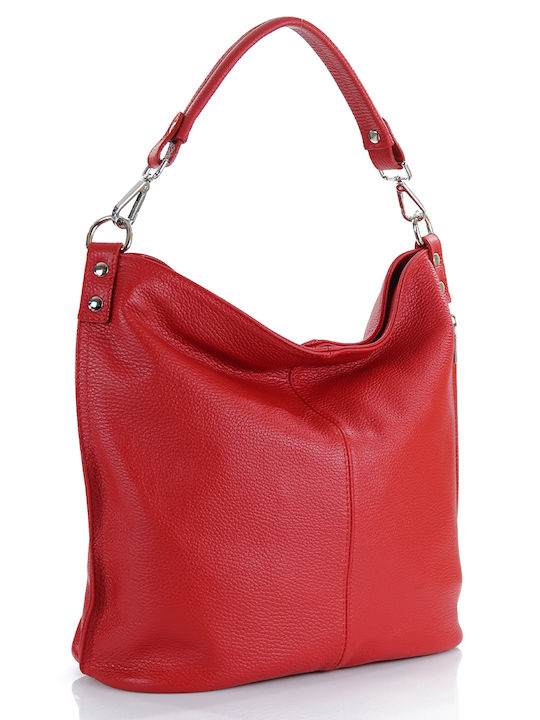 Passaggio Leather Leather Women's Bag Shopper Shoulder Red