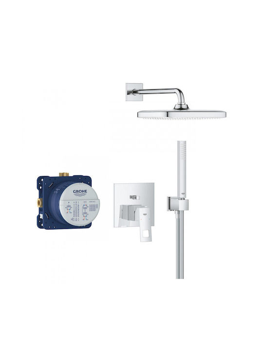 Grohe Grohtherm Tempesta 250 Cube Душ система Вграден смесител Вътрешно тяло Душ глава Ръчен душ Аксесоари