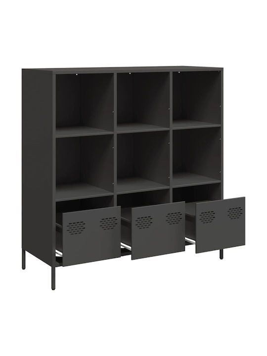 Wandregal Boden Schwarz 101.5x39x103.5cm