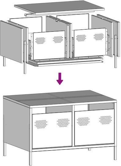 TV-Ständer Aus Metall Schwarz M68xP50xH43.5cm