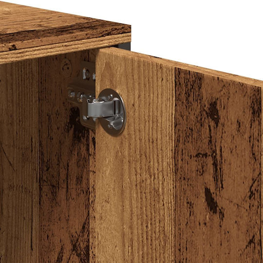 TV Stand Made of Metal & Wood Brown L200xD25xH44cm