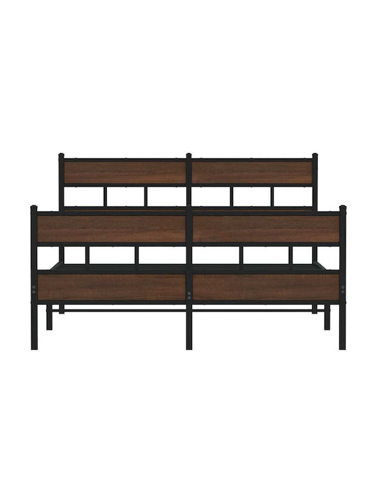 Doppeltes Metallbett Braun Mit Lattenrost Für Die Matratze 137x190cm