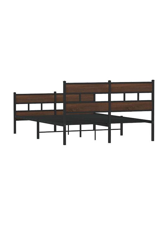 Doppeltes Metallbett Braun Mit Lattenrost Für Die Matratze 137x190cm