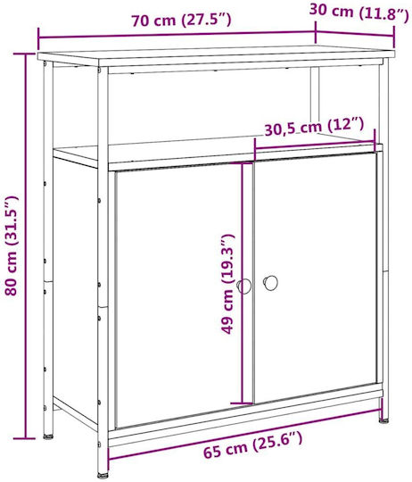 Sideboard Wooden Coffee 70x30x80cm
