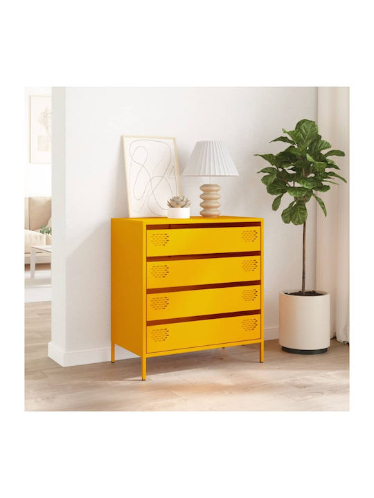 Metallic Chest of Drawers Mustard 68x39x73.5cm