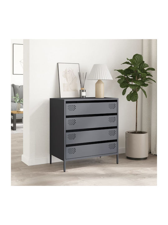 Metallic Chest of Drawers Anthracite 68x39x73.5cm