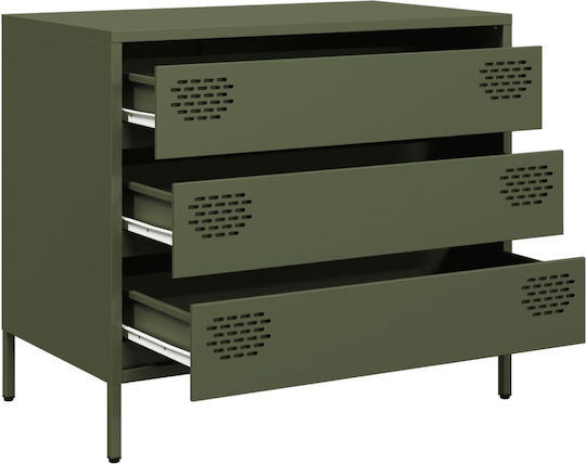 Comoda pentru Dormitor Metalică cu 3 sertare Olive 68x39x58.5buc