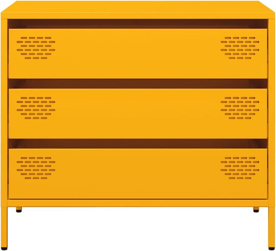 Comoda pentru Dormitor Metalică cu 3 sertare Mustard 68x39x58.5buc