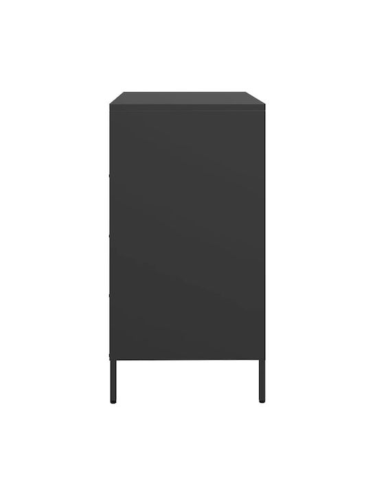 Metallic Chest of Drawers with 4 Drawers Black Velvet-Black Metal 68x39x73.5cm