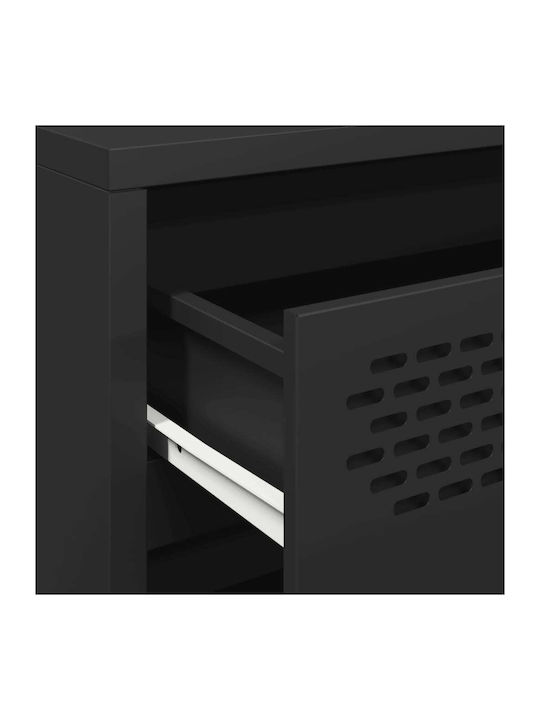 Metallic Chest of Drawers with 4 Drawers Black Velvet-Black Metal 68x39x73.5cm