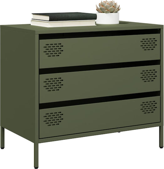 Comoda pentru Dormitor Metalică cu 3 sertare Olive 68x39x58.5buc