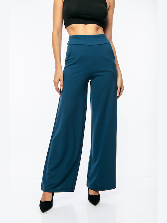 Boutique Women's High-waisted Fabric Trousers Flare GREEN