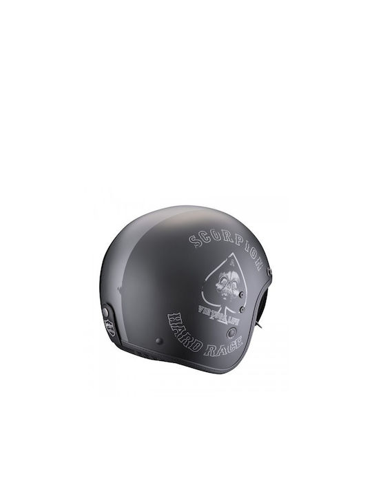 Scorpion Belfast Evo Spade Mat Black / Silver Motorcycle Helmet Jet ECE 22.06 with Sunvisor