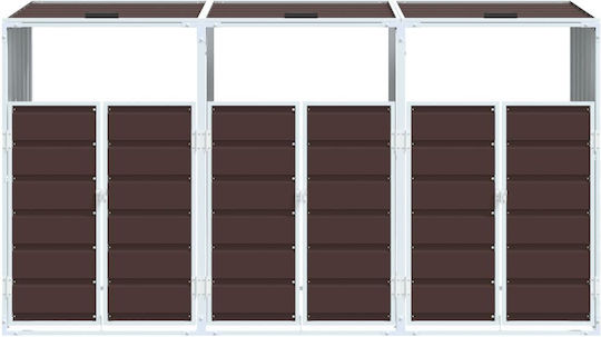 Triple Waste Bin Frame 216x81x115 cm Steel Brown 4006182