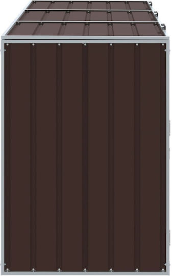 Triple Waste Bin Frame 216x81x115 cm Steel Brown 4006182