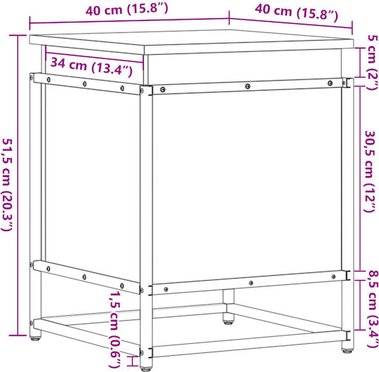 vidaXL Декоративна куфар Дърво Черен 40x40x51.5бр