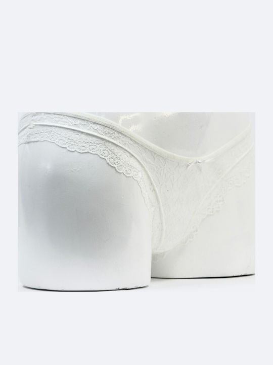 Damen Slip mit Spitze Weiß