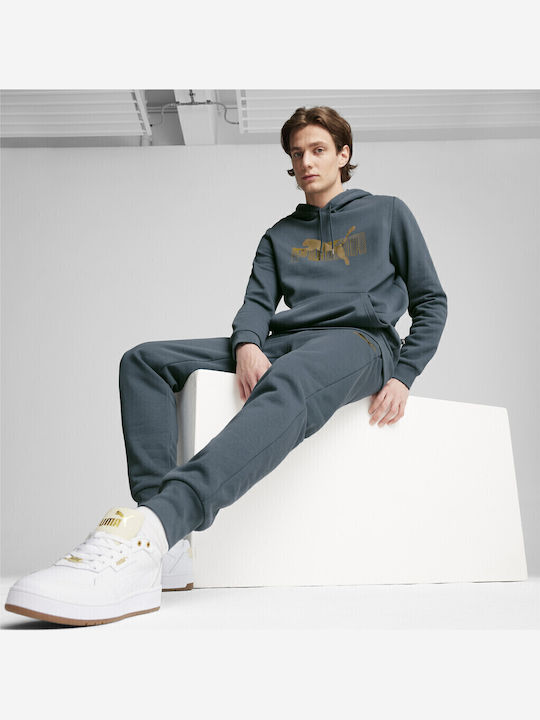 M Ess+ Logo Sweatshirt with Hood Petrol Blue