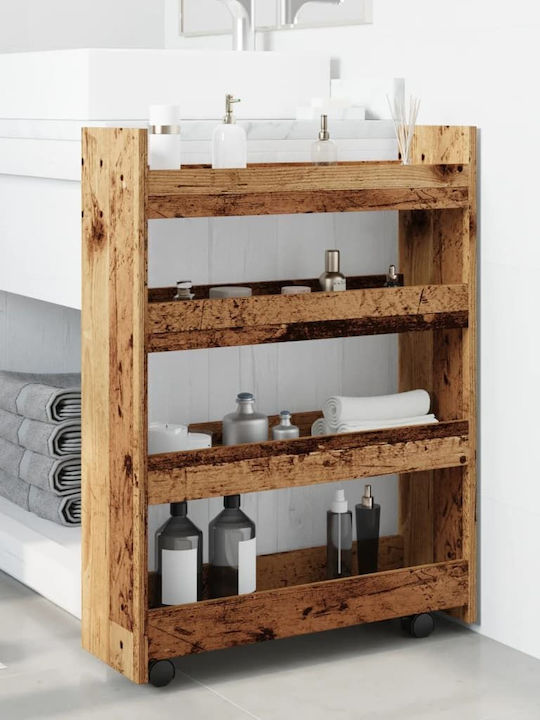 vidaXL Wooden Kitchen Trolley 3 Tiers Brown 60x20x82cm