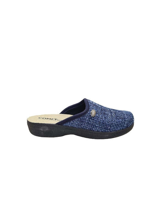 Comfy Anatomic Anatomical Leather Women's Slippers in Blue color