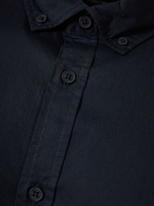 Long-sleeved Cotton Shirt Navy Blue