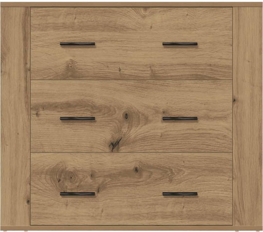 Wooden Chest of Drawers with 3 Drawers Coffee 80x33x70cm