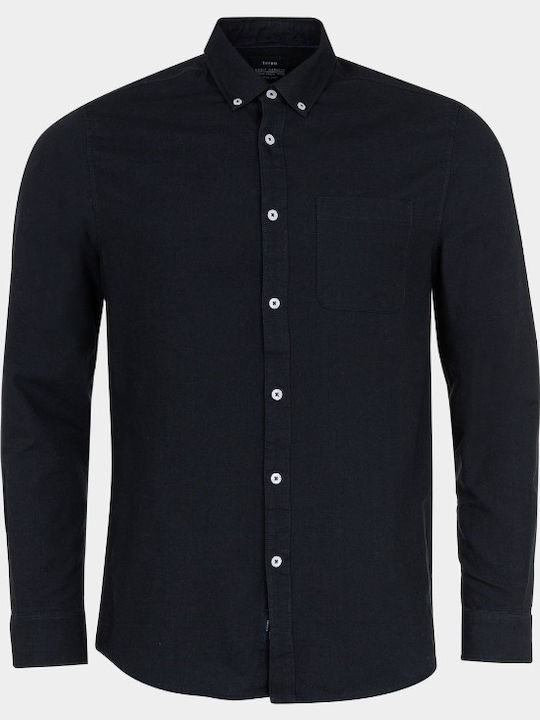 Long-sleeved Cotton Shirt Navy Blue