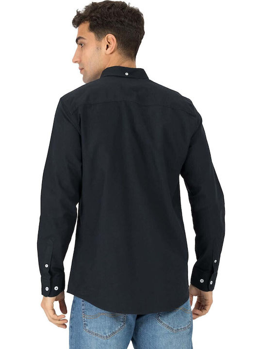 Long-sleeved Cotton Shirt Navy Blue