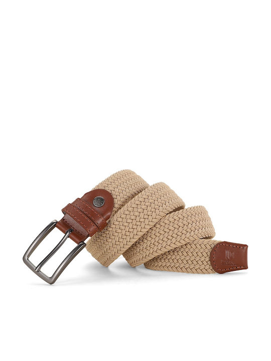Elastische Herren Gürtel Stoff Gestrickt Beige Tan LGD-14-23-Beige Tan