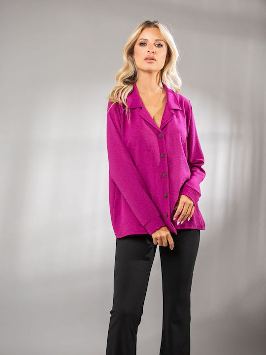 Langärmelig Damen Hemd Purple