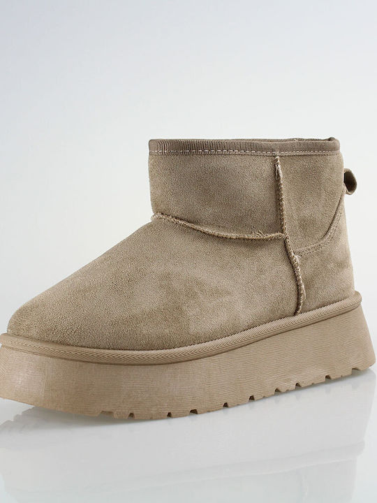 Stiefeletten Damen mit Pelz Beige