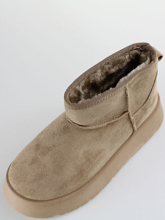 Stiefeletten Damen mit Pelz Beige