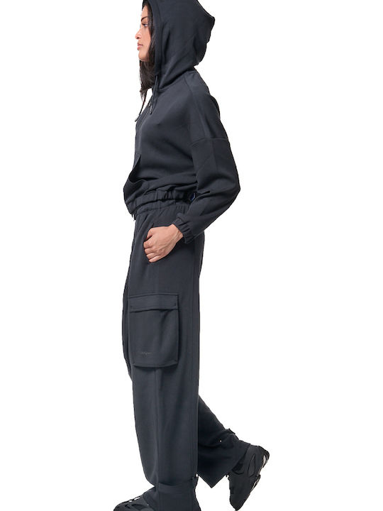 Women's Sweatshirt Jacket Hooded Black