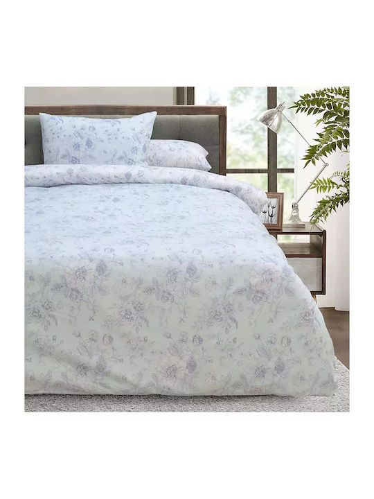 Lino Home Duvet Cover Set Cotton Single with Pillowcase 160x240 Ice