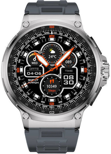 Colmi V69 Aluminium 53mm Smartwatch mit Herzfrequenzsensoren (Silber - Große)