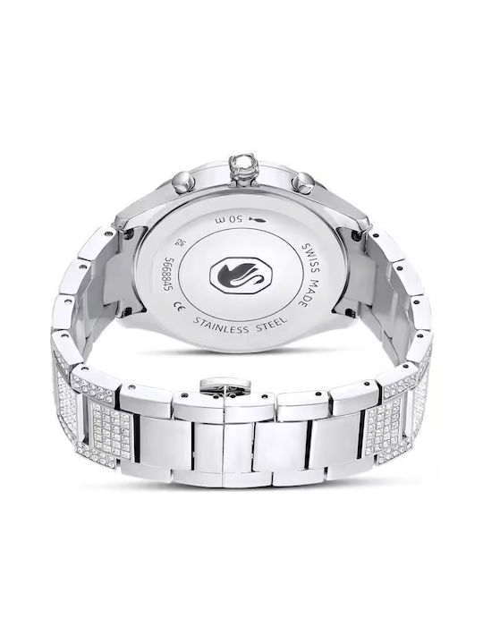 Swarovski Γυναικείο Ρολόι 40mm Χρονογράφος Μπαταρίας με Ασημί Μεταλλικό Μπρασελέ