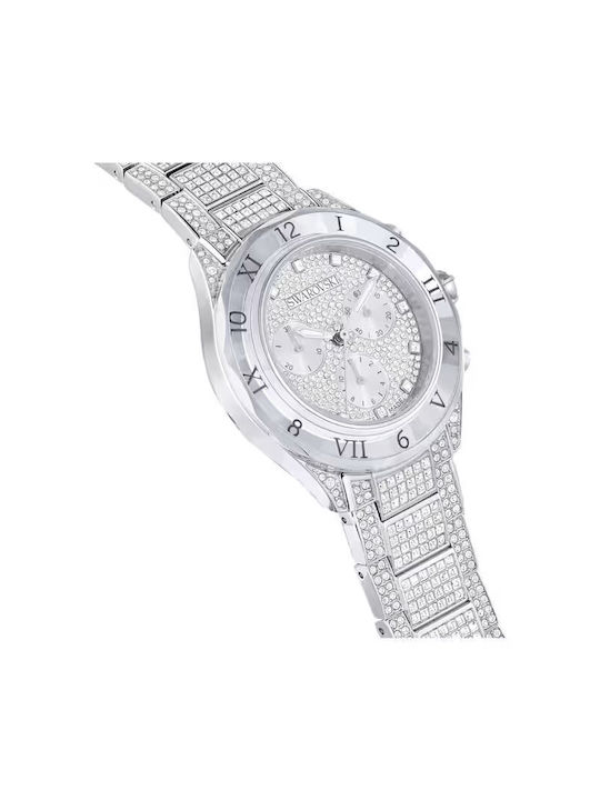 Swarovski Γυναικείο Ρολόι 40mm Χρονογράφος Μπαταρίας με Ασημί Μεταλλικό Μπρασελέ